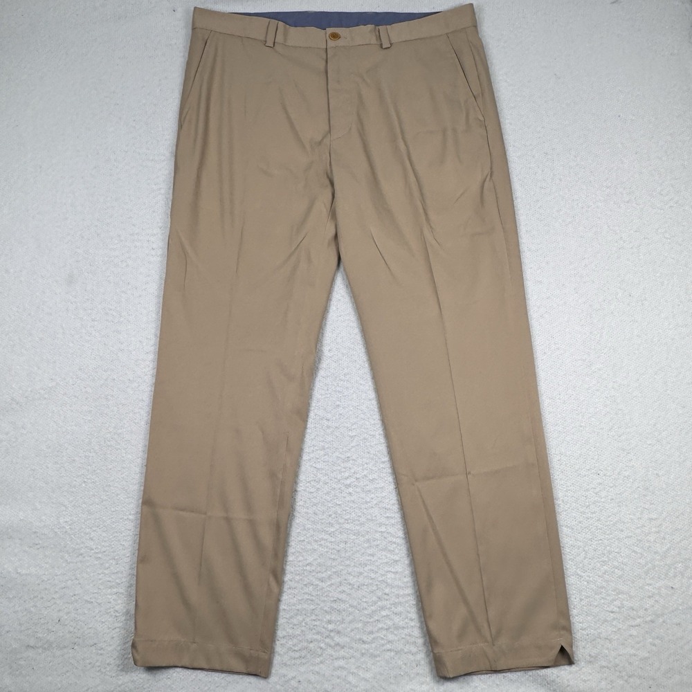 Brooks Brothers Pants Mens 38x30 Beige Flat Front Stretch Rubberized Tuck Grip